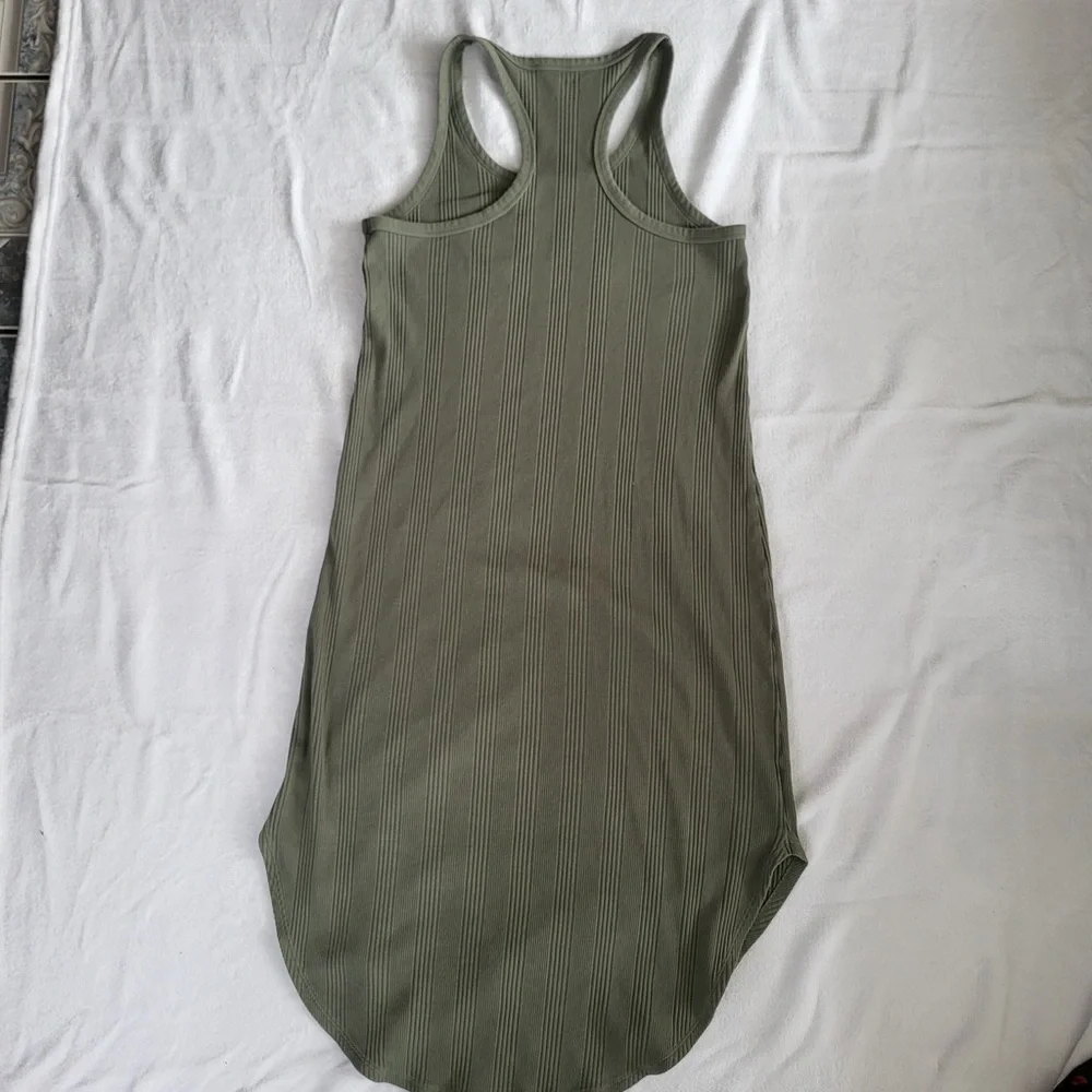 Aerie Women’s Racerback Tank Dress Olive Ribbed Knit‎ Sleeveless size Small - Picture 4 of 9